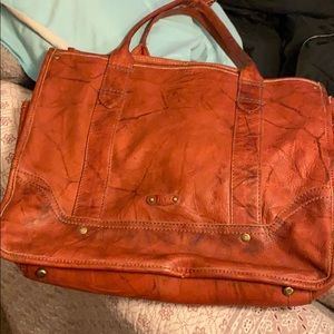 Leather Frye tote 13 in tall. 15 in wide